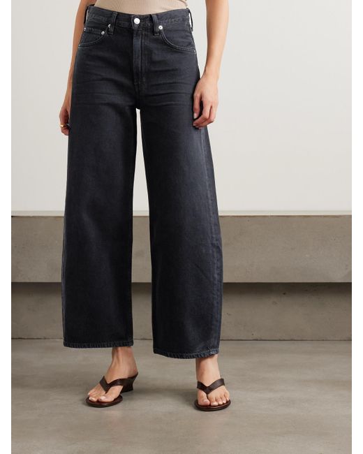 Agolde Blue Low Curve Crop High-Rise Wide-Leg Jeans
