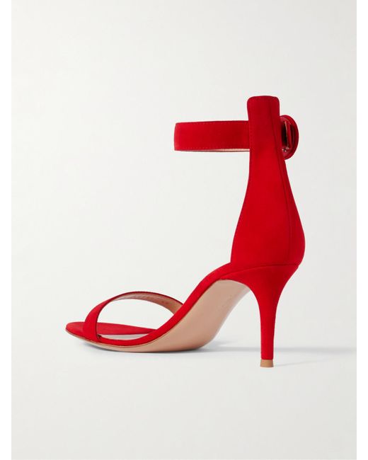 Gianvito Rossi Red Portofino 70 Suede Sandals