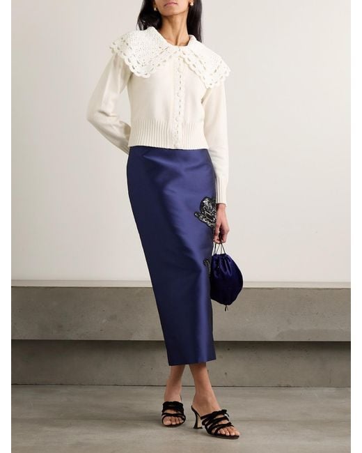 Erdem Natural Convertible Merino Wool-Blend And Crocheted Organic Cotton Cardigan
