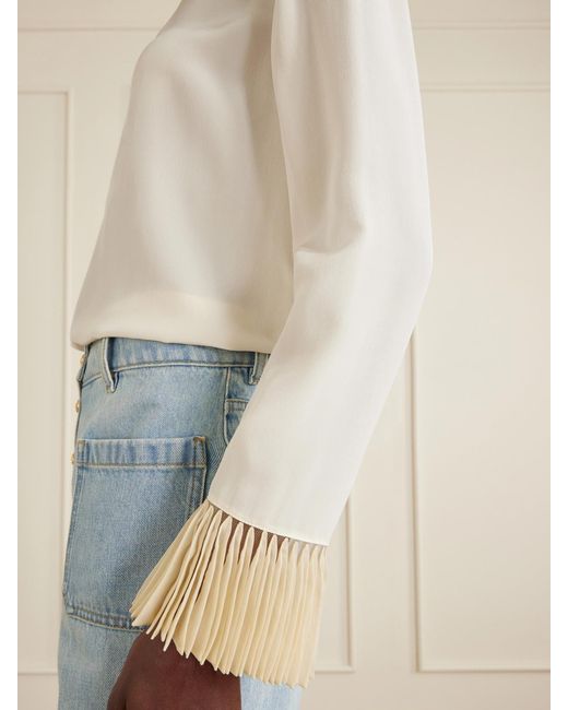 Valentino Garavani White Silk Crepe De Chine Blouse