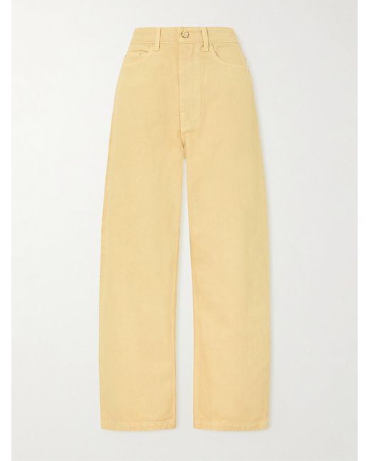 OSSOU Yellow Mid-Rise Wide-Leg Jeans
