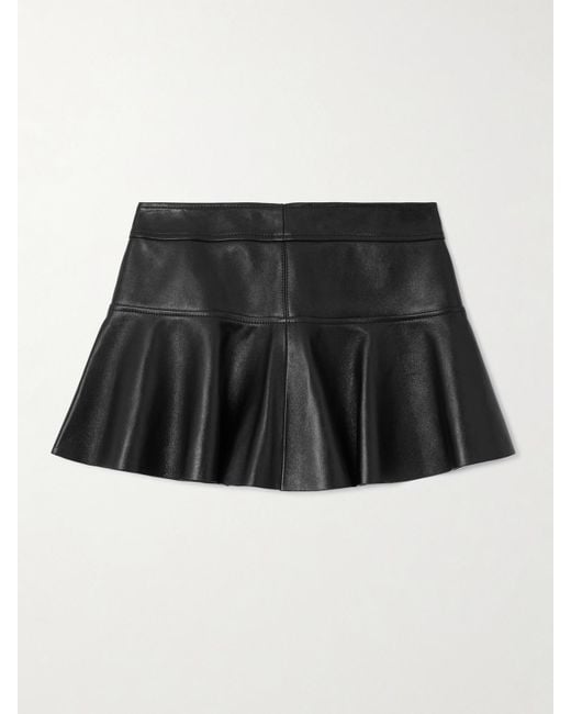 Tom Ford Black Ruffled Leather Mini Skirt