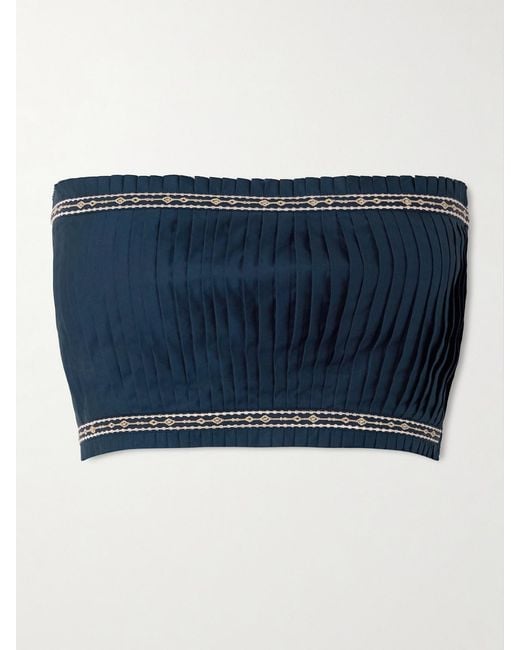 Haut Bustier Raccourci En Coton Mélangé À Plis Flavia Emporio Sirenuse en coloris Blue