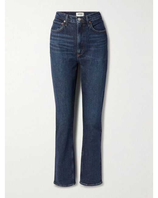 Agolde Blue High Rise Stovepipe Straight-Leg Organic Jeans