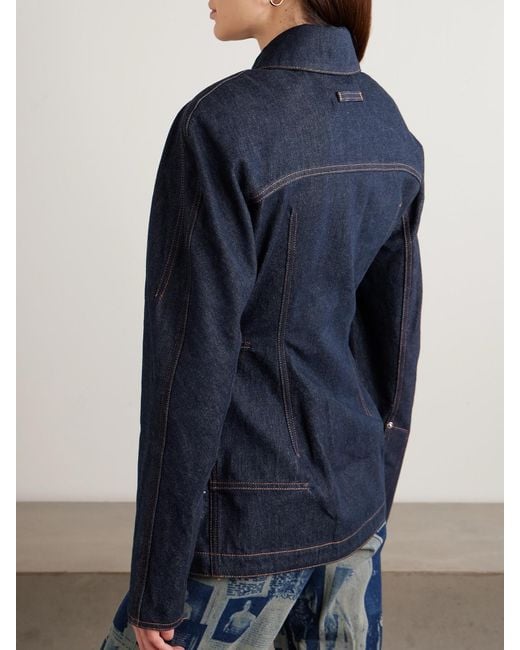 Jean Paul Gaultier Blue Paneled Topstitched Denim Jacket