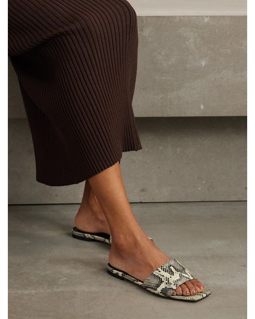 Aeyde Multicolor Anna Snake-Effect Leather Slides