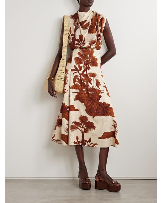 Johanna Ortiz Multicolor Encanto De Isla Printed Satin-Jacquard Maxi Skirt