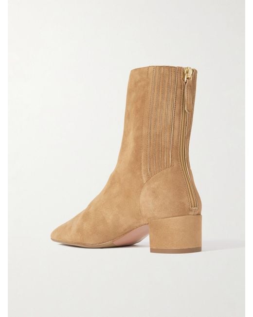 Aquazzura Natural Saint Honoré 35 Suede Ankle Boots