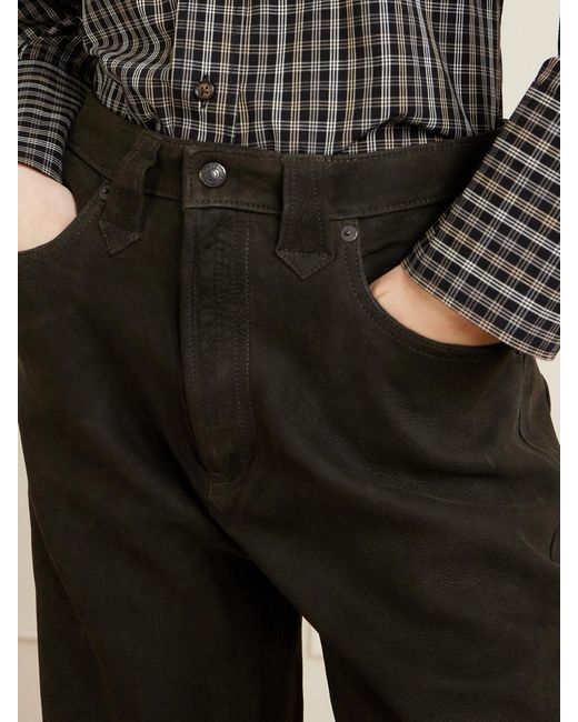 RRL Black Kacie Tie-Detailed Suede Wide-Leg Pants