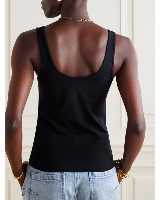Another Tomorrow Black Tanktop Aus Stretch-Jersey Aus Einer Lyocell-Baumwollmischung