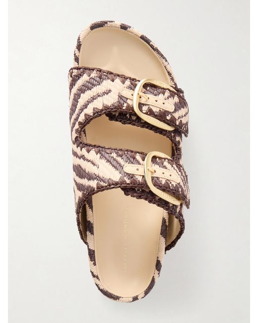 Loeffler Randall Pink Nico Striped Raffia Sandals