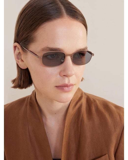 Brunello Cucinelli Metallic Square-Frame Titanium Sunglasses