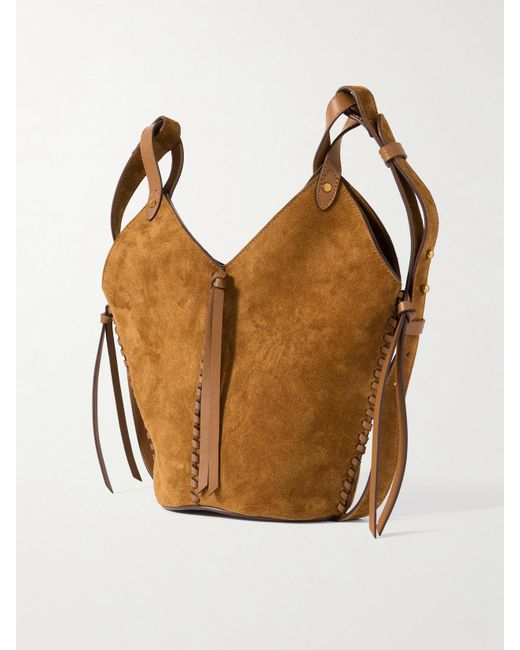 Isabel Marant Brown 25E Tampa Mini Leather-Trimmed Suede Bucket Bag