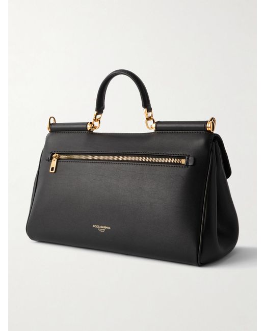 Dolce & Gabbana Black Sicily Schultertasche Aus Leder