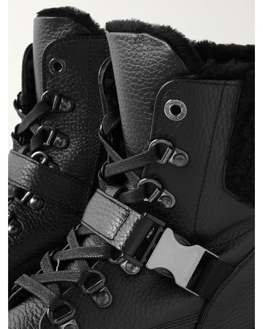 Bogner Black St. Moritz Buckled Shearling-Lined Textured-Leather Ankle Boots