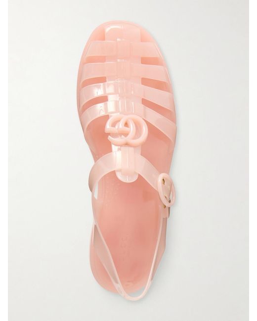 Gucci Pink Fisherman Embellished Rubber Sandals