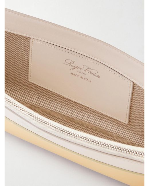Roger Vivier Natural Belle Vivier Buckled Leather Clutch