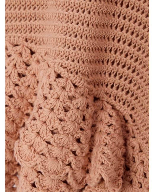 Chloé Natural Shorts Aus Gehäkelter Baumwolle Mit Volants