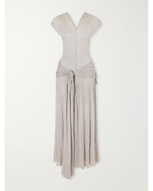 J.W. Anderson White Knot-Detail Modal And Cashmere-Blend Maxi Dress