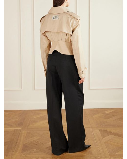 S.S.Daley Natural Evelyn Leather-Trimmed Cotton-Blend Gabardine Jacket