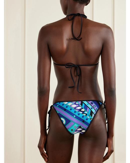 Emilio Pucci Blue Printed Triangle Bikini Top