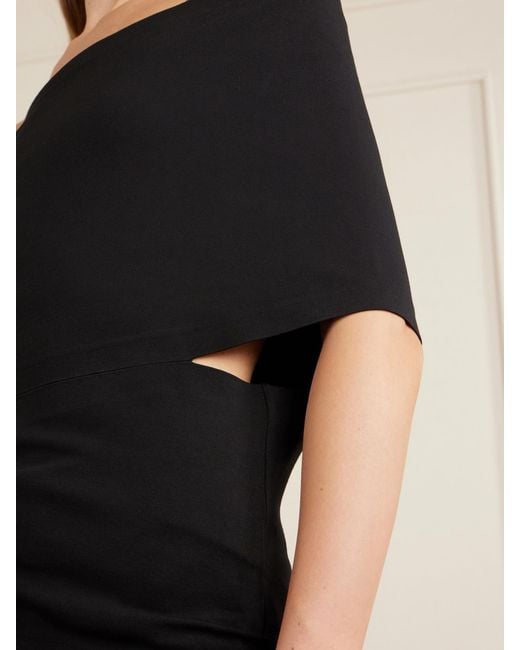OSSOU Black Lynx One-Shoulder Stretch-Jersey Top