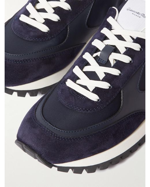 Gianvito Rossi Blue Gravel Suede, Leather And Shell Sneakers