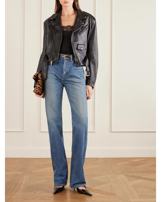 Saint Laurent Blue High-Rise Bootcut Jeans