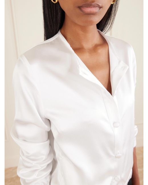 The Park White Kelly Cropped Silk Jacket