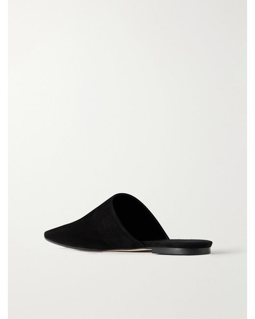 Aeyde Black Rega Suede Slides