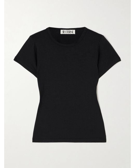 ÉTERNE Black Stretch-Modal Jersey T-Shirt