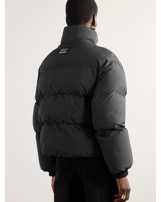 Dolce & Gabbana Black Wattierte Jacke Aus Gestepptem Shell