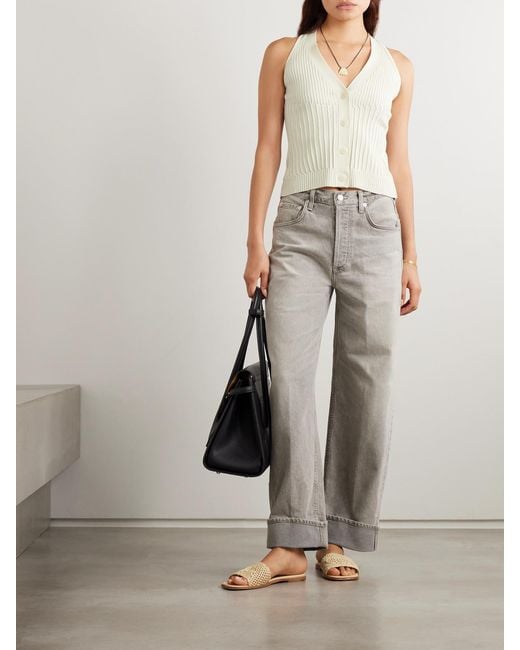 Max Mara White Bimba Ribbed Cotton-Blend Vest