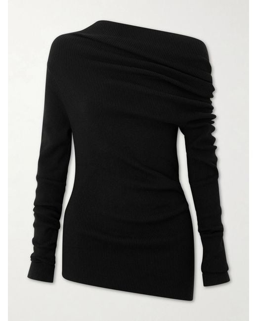 Lisa Yang Black Agie Ribbed Cotton And Cashmere-Blend Sweater