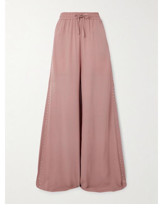 Stella McCartney Pink Hose Mit Weitem Bein Aus Crêpe Mit Kristallen