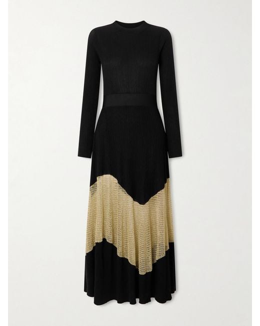 Ulla Johnson Black Roanne Metallic Knitted Midi Dress