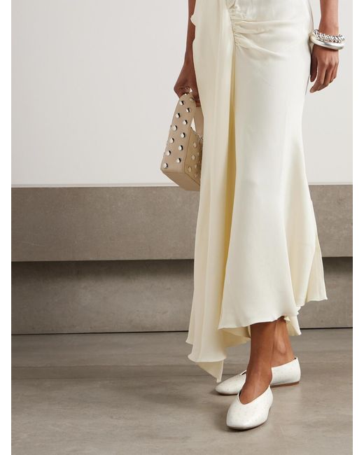Le Monde Beryl Natural Regency Ostrich-Effect Leather Ballet Flats