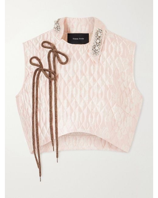 Simone Rocha Natural Quilted Offset Fragment Collar Top