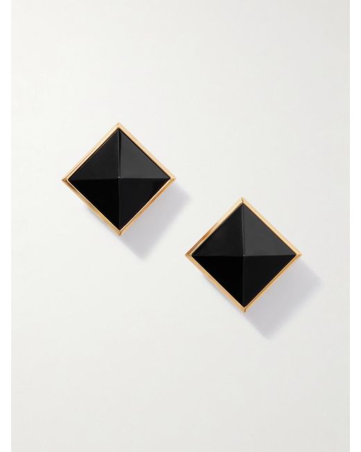 Saint Laurent Black Tone Resin Clip Earrings