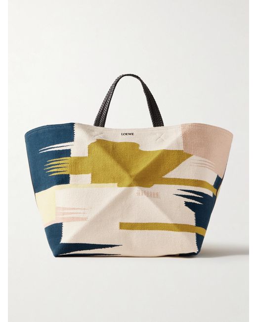 Loewe Metallic Puzzle Fold Xl Tote Aus Canvas Mit Jacquard-Muster Und Lederbesätzen