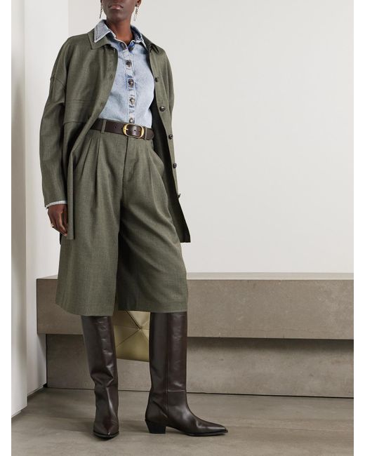 Fortela Green Shorts Aus Einer Wollmischung Mit Falten