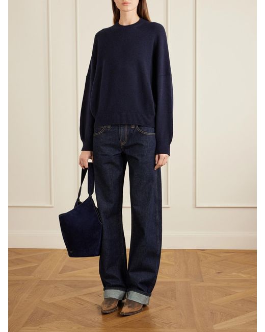 Khaite Blue Lotus Suede Shoulder Bag