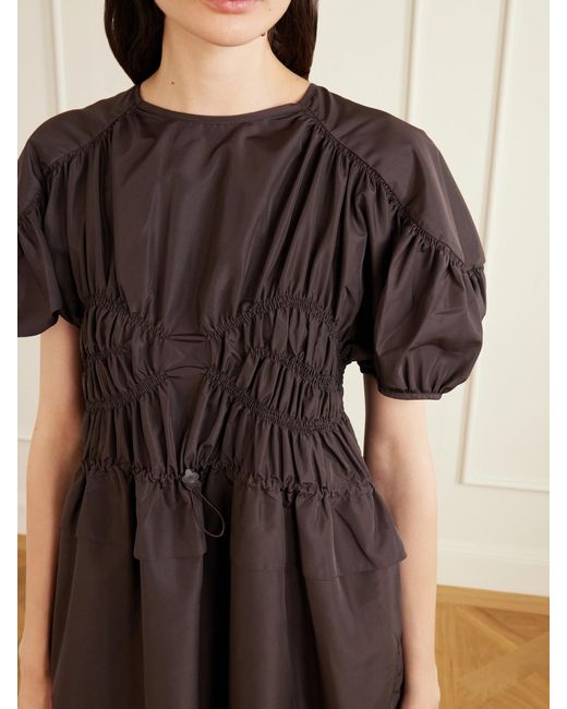 CECILIE BAHNSEN Black Cbbetsy Gathered Faille Midi Dress