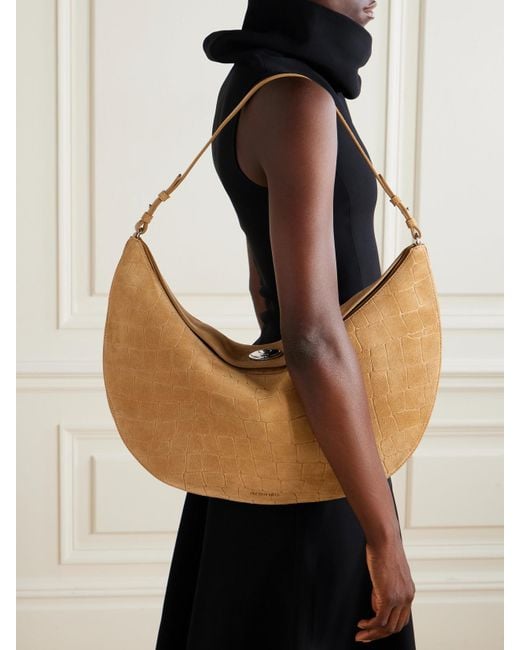 Sac Porté Épaule En Daim Effet Croco Le Calisso Rond Jacquemus en coloris White