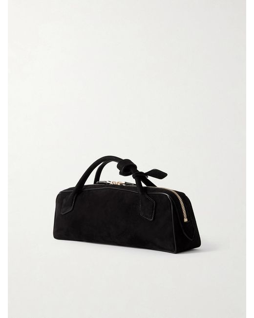Alaïa Black Le Teckel Leather-Trimmed Suede Clutch