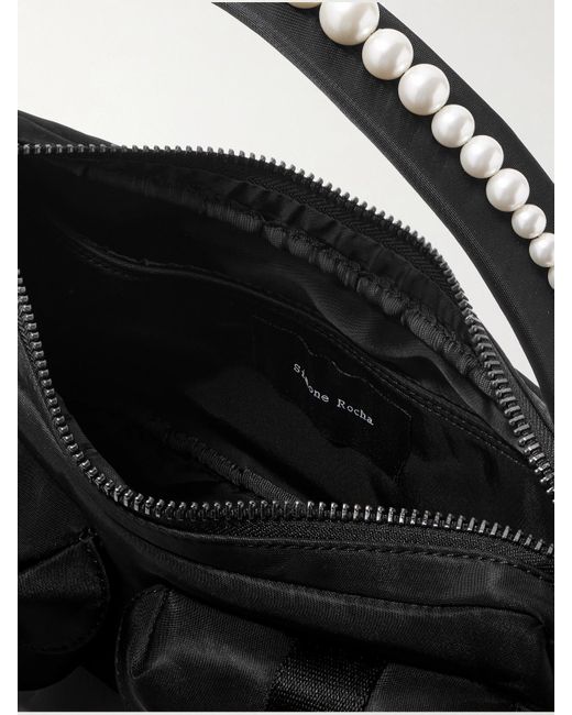 Simone Rocha Black Webbing-Trimmed Faux Pearl-Embellished Shell Shoulder Bag