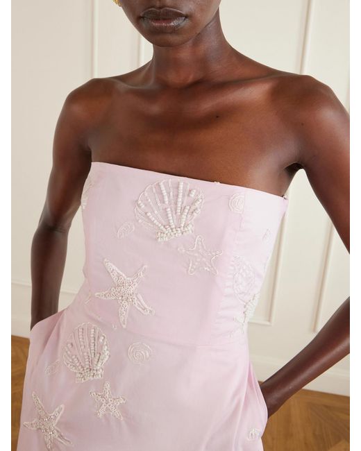 BERNADETTE Pink Odette Cotton Embroidered Dress