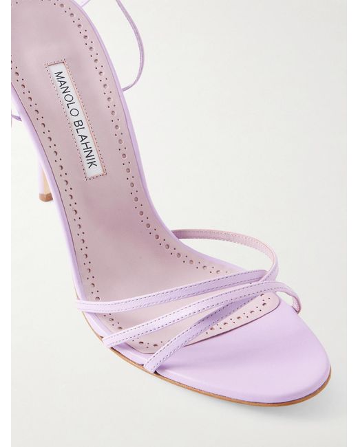 Manolo Blahnik Pink Leva 105 Leather Sandals