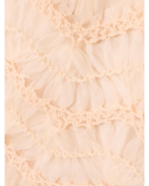 Zimmermann Natural Illuminate Macramé And Tulle-Trimmed Gathered Silk-Organza Gown