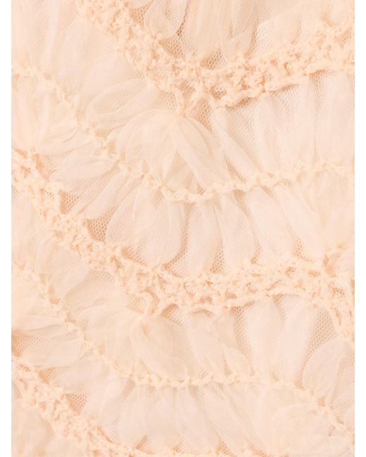Zimmermann Natural Illuminate Robe Aus Gerafftem Seidenorganza Und Tüll Mit Details Aus Makrameegarn